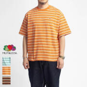 FRUIT OF THE LOOM フルーツオブザルーム ピーチ起毛天竺 ワイドマルチボーダーTシャツ メンズ