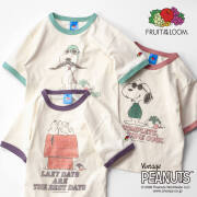 FRUIT OF THE LOOM フルーツオブザルーム PEANUTS ピーナッツ コラボ リンガーネック キッズプリントTシャツ