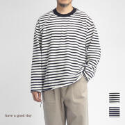 have a good day ハブアグッドデイ HGD-404B KARAKAN 引き揃え天竺 ルーズフィット ボーダー長袖Tシャツ フラットシーマ 日本製 メンズ