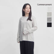 COMMENCEMENT コメンスメント 長袖カットソー ロンT ギャザー 日本製 C-322 レディース