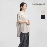 Commencement コメンスメント 半袖カットソー サマーニット フレンチスリーブ 日本製 C-325 レディース