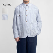 H.UNIT エイチユニット ストライプ シャツオール カバーオール 日本製 メンズ