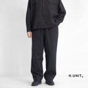 H.UNIT エイチユニット 綿麻ネップチェック ワイドテーパードイージーパンツ