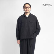 H.UNIT エイチユニット 綿麻ネップチェック オープンカラーシャツ