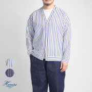 Harriss ハリス スーピマポンチ ストライプカーディガン 日本製 メンズ