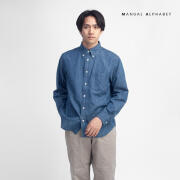 MANUAL ALPHABET マニュアルアルファベット デニムシャツ NAVY Bulging Fit ボタンダウン ルーズフィット 日本製 メンズ
