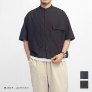 MANUAL ALPHABET マニュアルアルファベット バンダナペイズリージャカード ワイドスピンドル バンドカラー半袖シャツ 日本製 メンズ