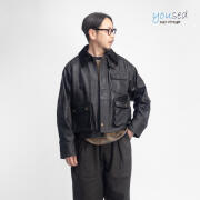 YOUSED ユーズド オールレザー フィッシングジャケット ショート丈 本革 革ジャン リメイク メンズ