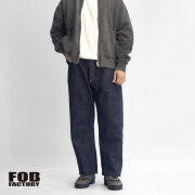 FOB FACTORY FOBファクトリー F137 セルビッチ シンチバック ワイドストレートデニムパンツ セットアップ対応 日本製 メンズ