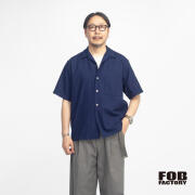 FOB FACTORY FOBファクトリー F3512 インディゴ刺し子 半袖 オープンカラーシャツ 日本製 メンズ