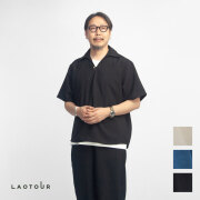 LAOTOUR リネンライクブッチャー ドライ スキッパー半袖シャツ セットアップ対応 メンズ