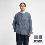 BRENA ブレナ ヴィンテージフレンチシャンブレー ノーカラー ジャングルファティーグジャケット 日本製 メンズ