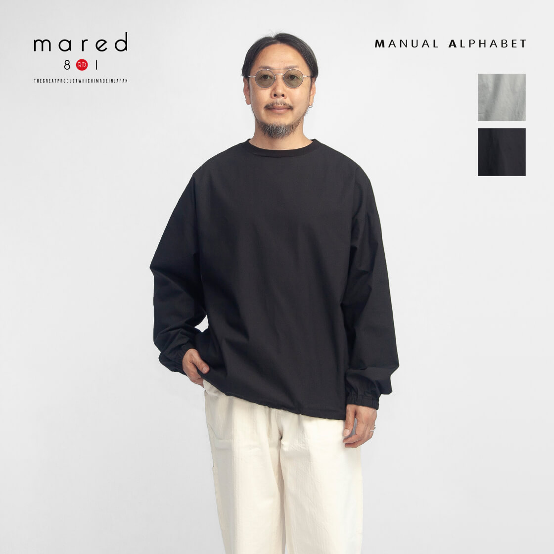 MANUAL ALPHABET マニュアルアルファベット Mared マレッド 別注 タイプライター プルオーバーシャツ 日本製 メンズ