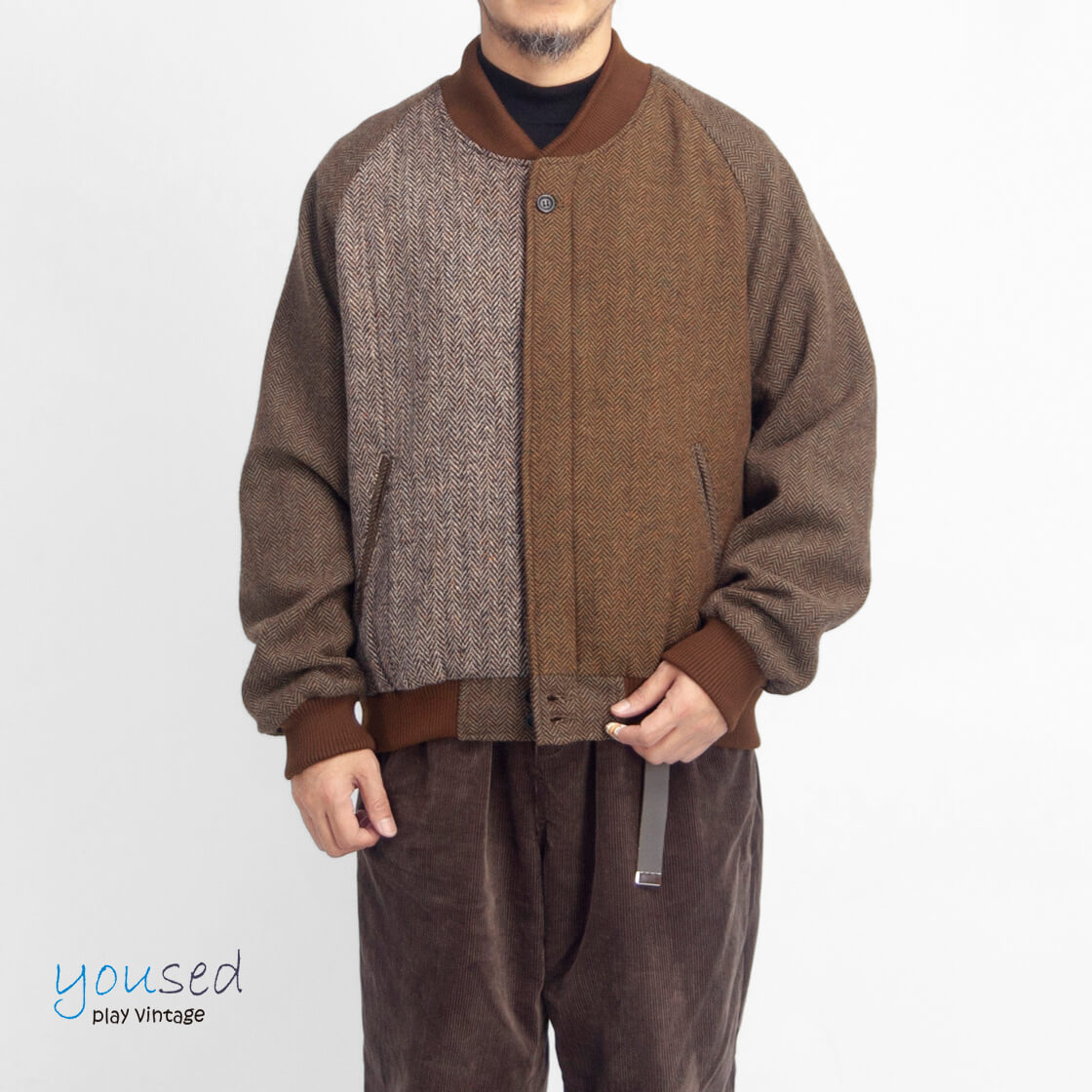 YOUSED ユーズド ヴィンテージハリスツイード ダービージャケット リメイク メンズ