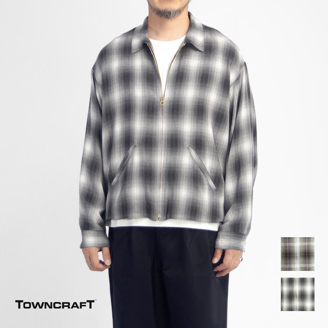 TOWNCRAFT タウンクラフト 50s オンブレチェック ロカビリー レーヨンジャケット メンズ