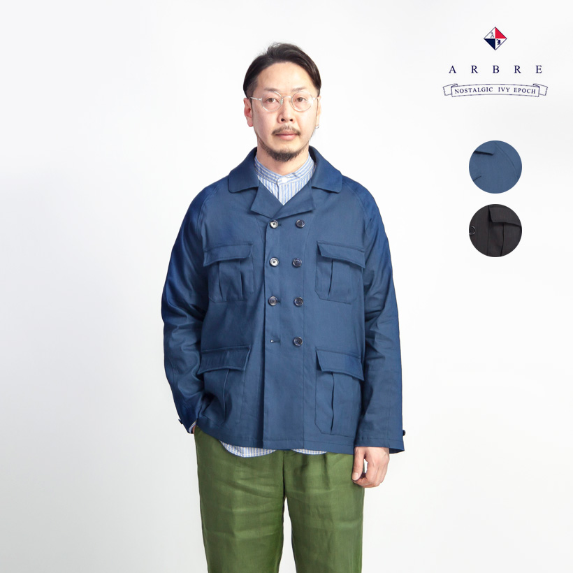 Arbre アルブル ストレッチリネンレーヨン サファリジャケット メンズ Arbre アルブル ストレッチリネンレーヨン サファリジャケット メンズ