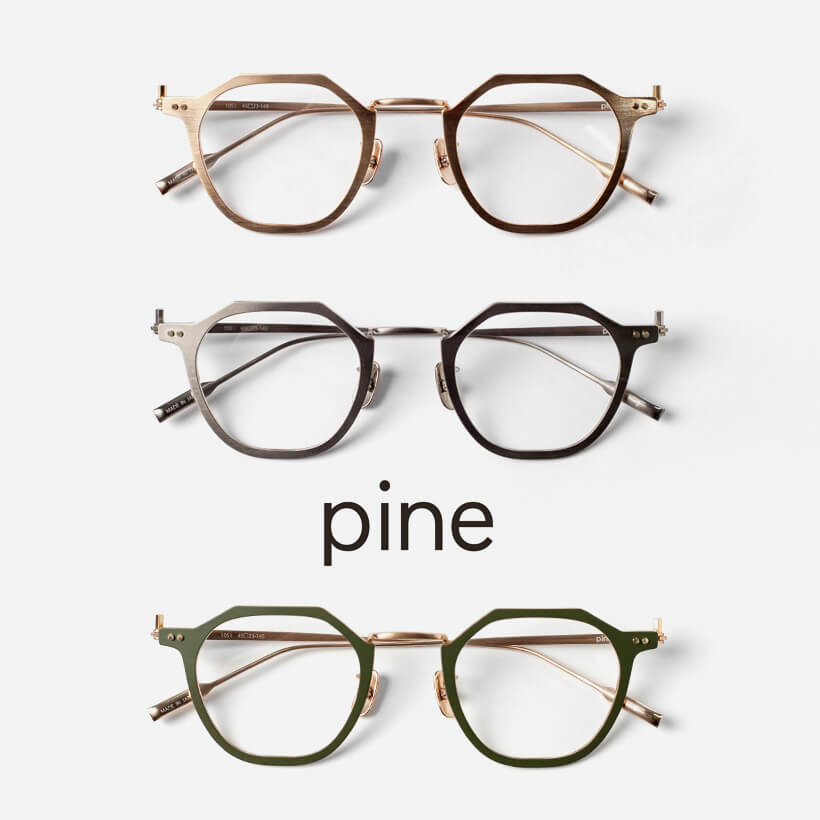 PINE パイン 1051 ヘキサゴンフレーム 多角形 チタン 日本製 鯖江 メガネ 度付き 伊達
