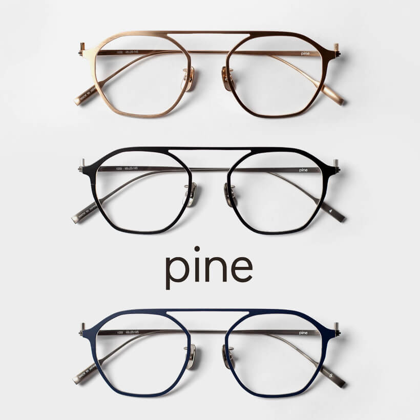 PINE パイン 1059 ヘキサゴンフレーム 多角形 チタン 日本製 鯖江 メガネ 度付き 伊達