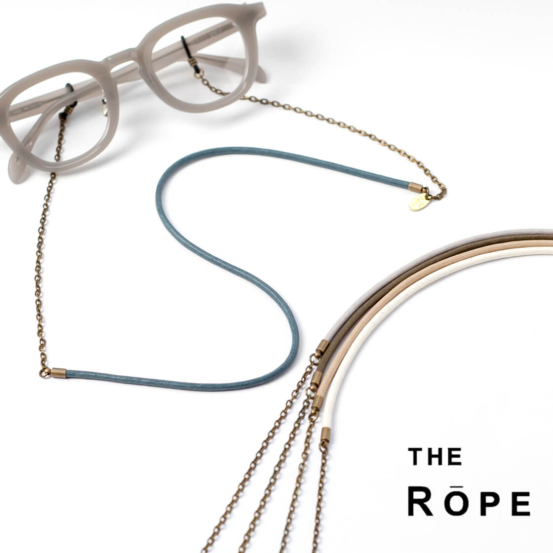 THE ROPE ザ・ロープ グラスコード ワックスコットン 蝋引き メタルチェーン 細め 丸紐 メガネコード 日本製 おしゃれ