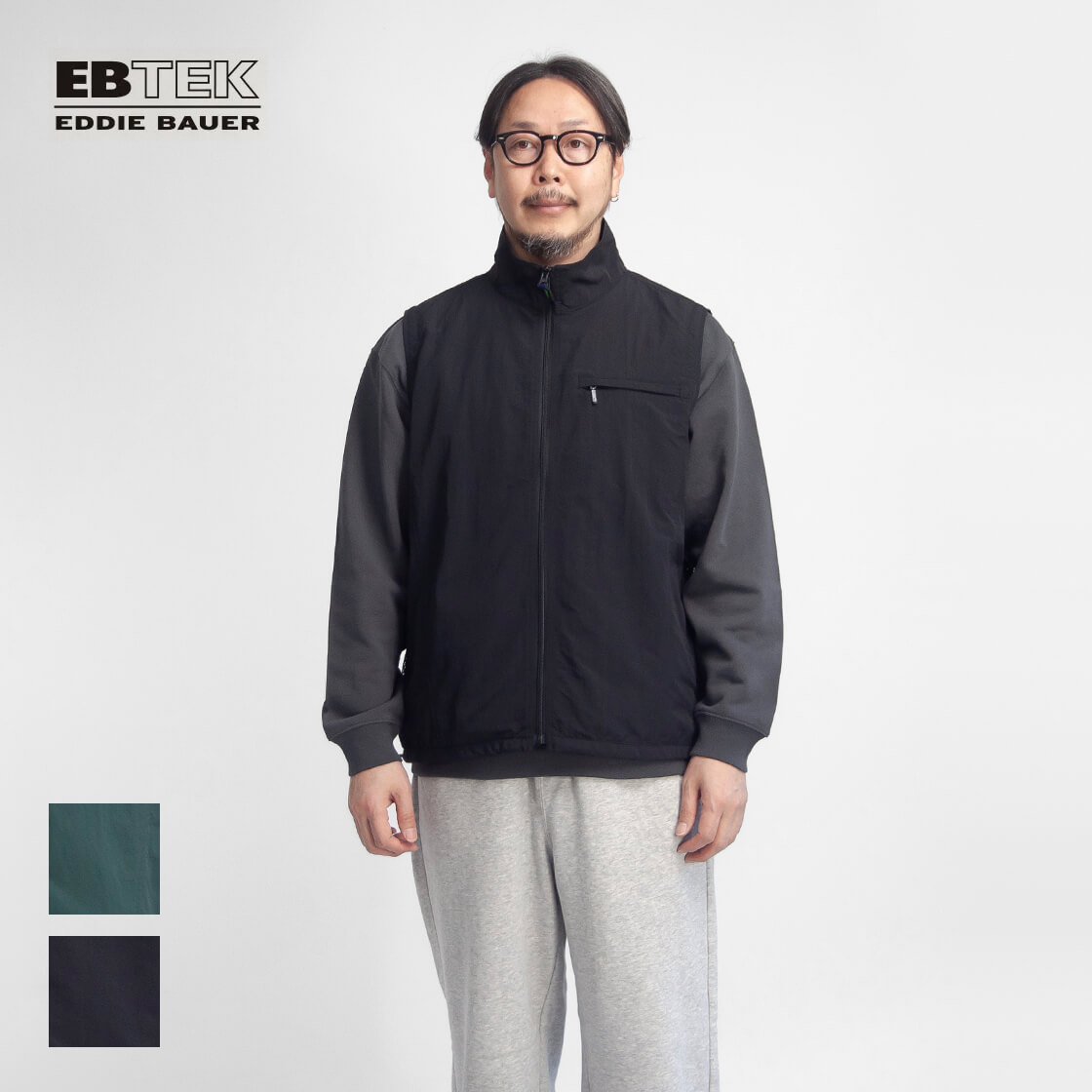 EBTEK イービーテック Eddie Bauer エディーバウアー スタンドカラー ナイロンメッシュ ベスト メンズ