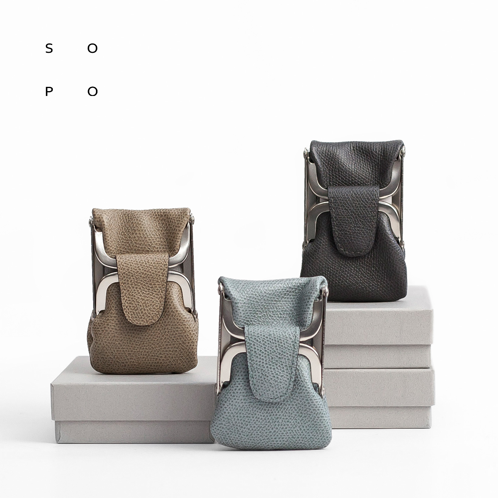 SOPO ソポ 型押しカーフレザー がま口コインケース 小銭入れ 本革 日本製 メンズ レディース