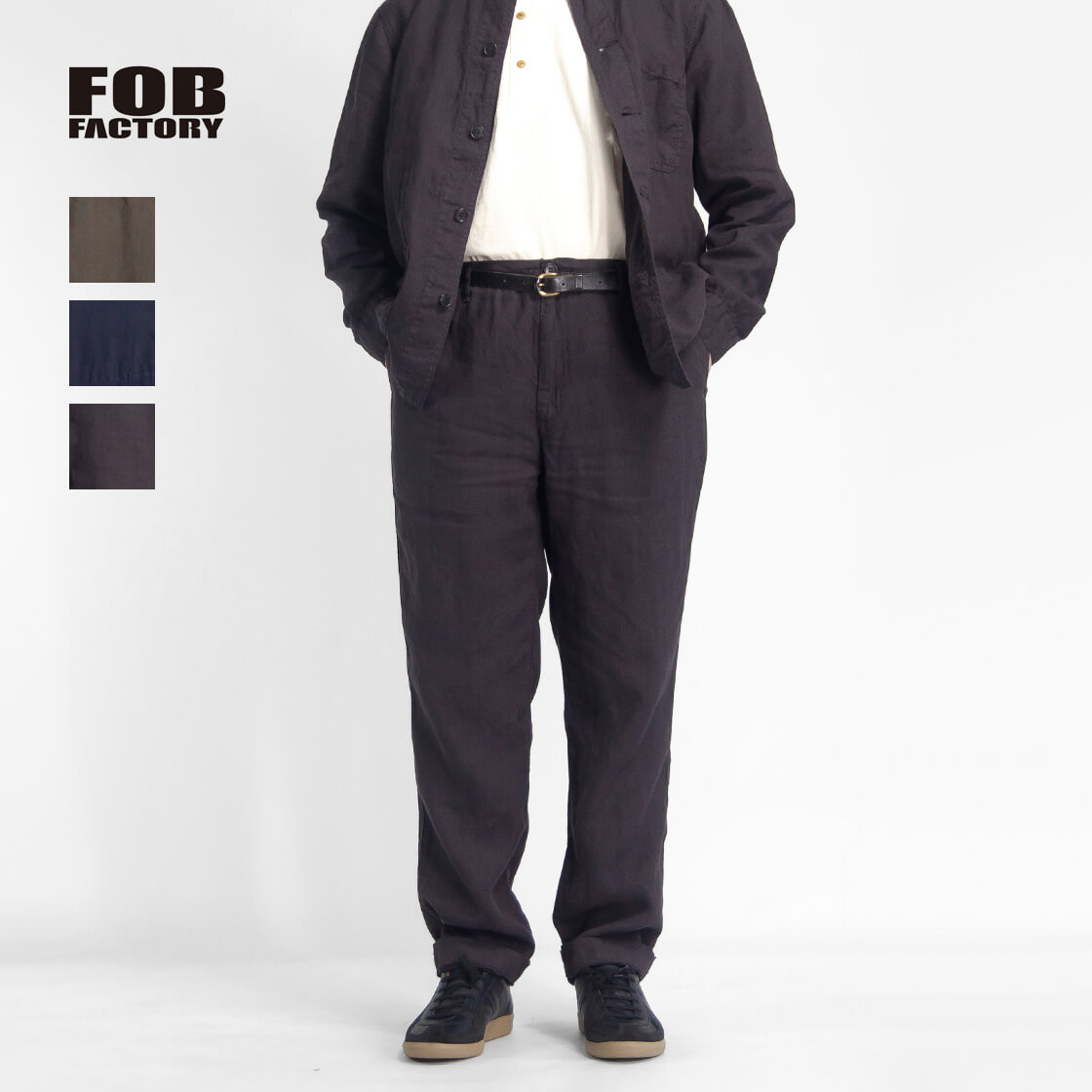 FOB FACTORY FOBファクトリー 麻100％ ヘンプ イージーパンツ セットアップ対応 日本製 メンズ