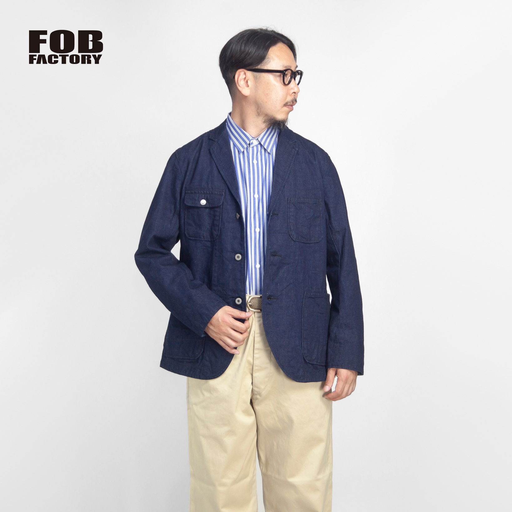FOB FACTORY FOBファクトリー 撚り杢セルビッチデニム エンジニアジャケット 日本製 メンズ
