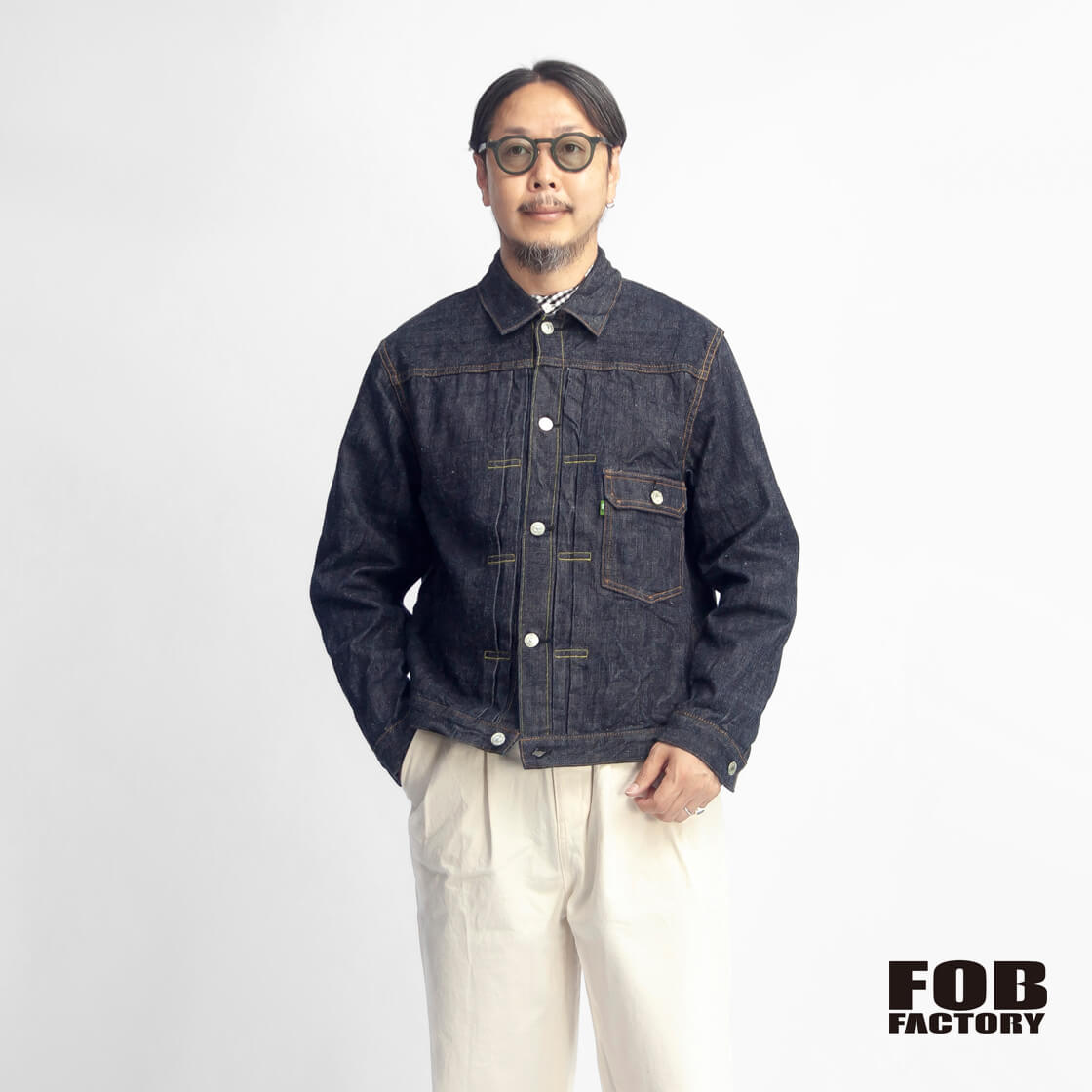 FOB FACTORY FOBファクトリー F2466 1stタイプ セルビッチデニムジャケット セットアップ対応 日本製 メンズ