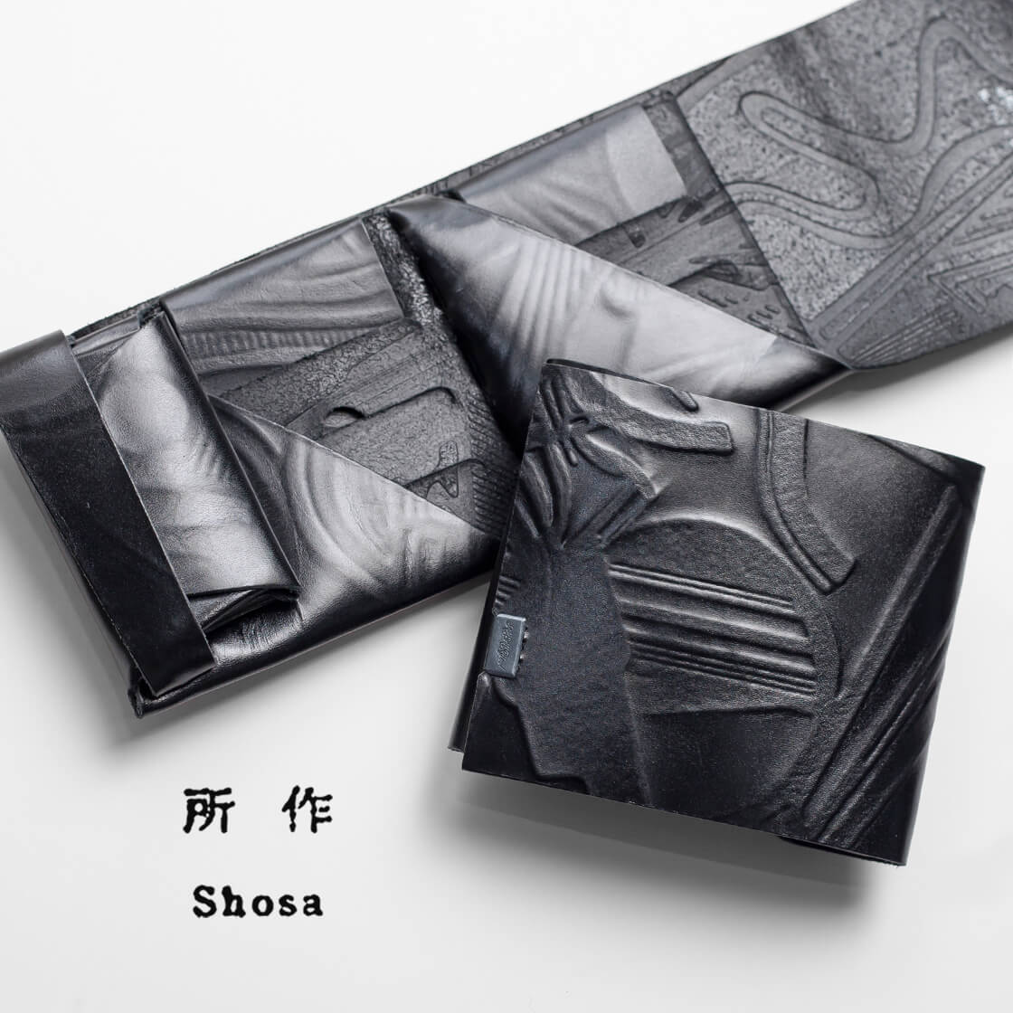 所作 shosa 長財布 ロングウォレット 赤提灯に誘われて 黒和紙×レッド