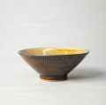 小石原焼　森山實山窯 飛び鉋 茶碗 ブラウン 陶器 かわいい おしゃれ