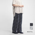 WHYTO. ホワイト ジャカード ワイドパンツ 2タック 総柄 レディース