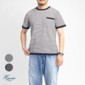 Harriss ハリス 強撚天竺 ナローボーダーニットTシャツ メンズ