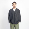 ハンガリー軍 リネン Vネックスリーピングシャツ 黒染め デッドストック メンズ