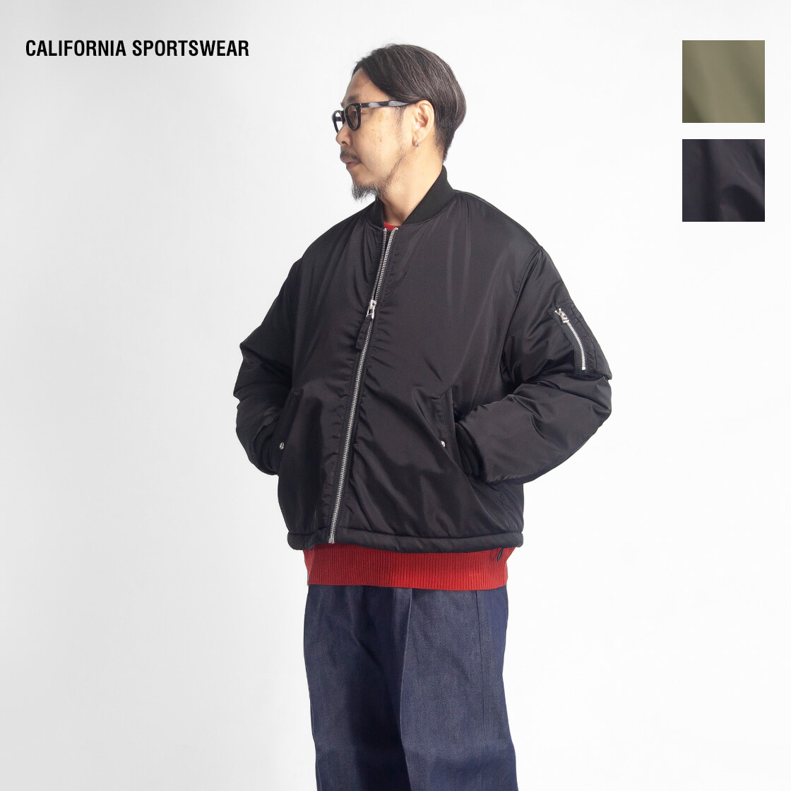 CALIFORNIA SPORTSWEAR カリフォルニアスポーツウェア 裾リブなし MA-1 中綿フライトジャケット メンズ