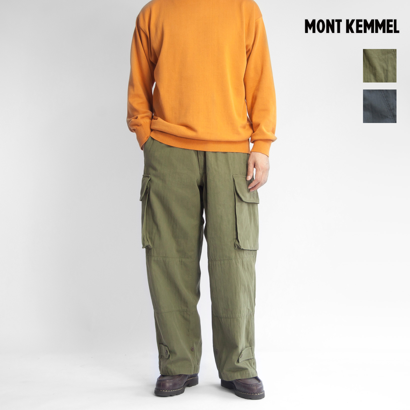 MONT KEMMEL モンケメル ヘリンボーン M-47 カーゴパンツ メンズ