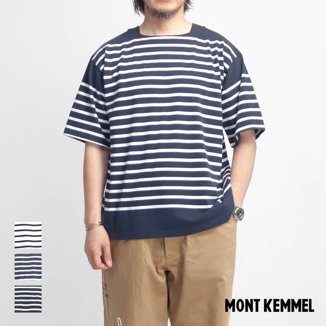 MONT KEMMEL モンケメル パネルボーダー 半袖バスクシャツ ボーダーTシャツ メンズ