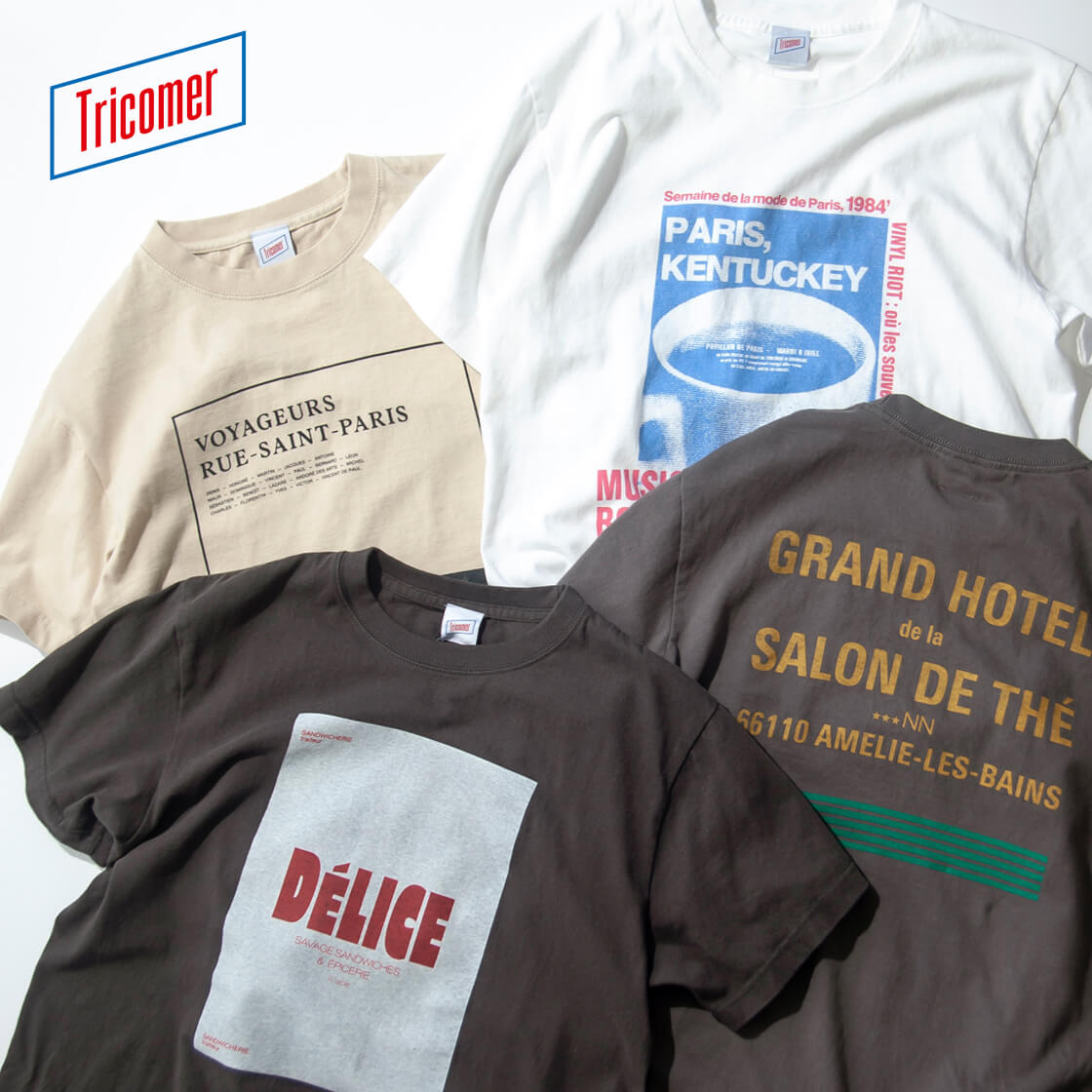 TRICOMER トリコメル フレンチ ロゴ プリントTシャツ レディース