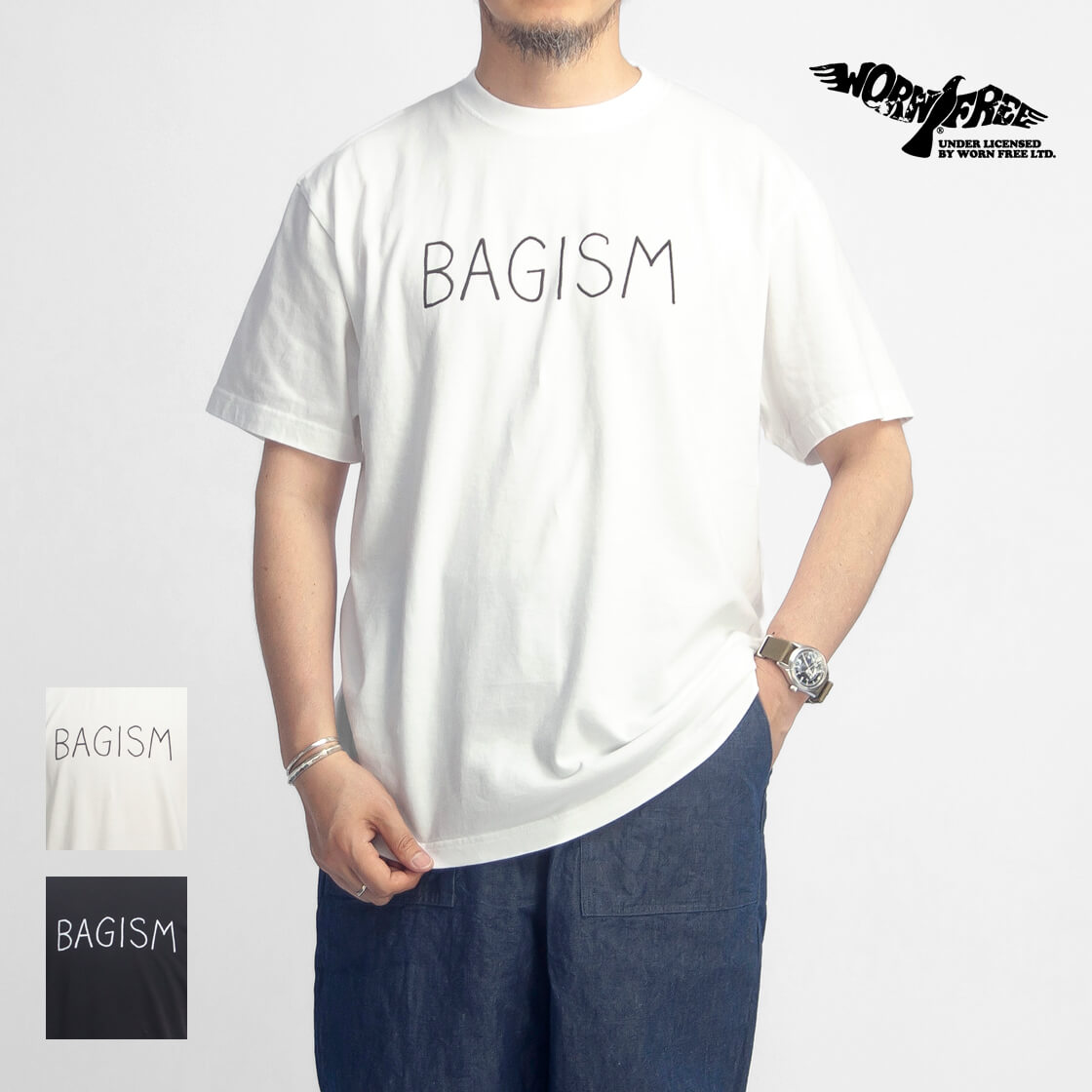 WORN FREE ウォーンフリー ジョン・レノン BAGISM プリントTシャツ ヴィンテージウォッシュ メンズ