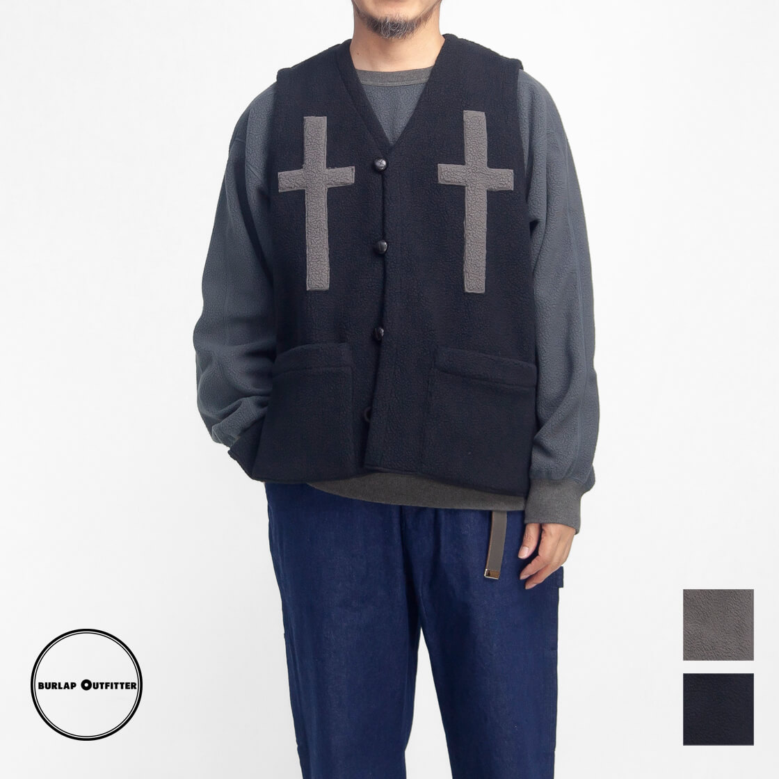 BURLAP OUTFITTER バーラップアウトフィッター ポーラテック パイル クロスベスト メンズ