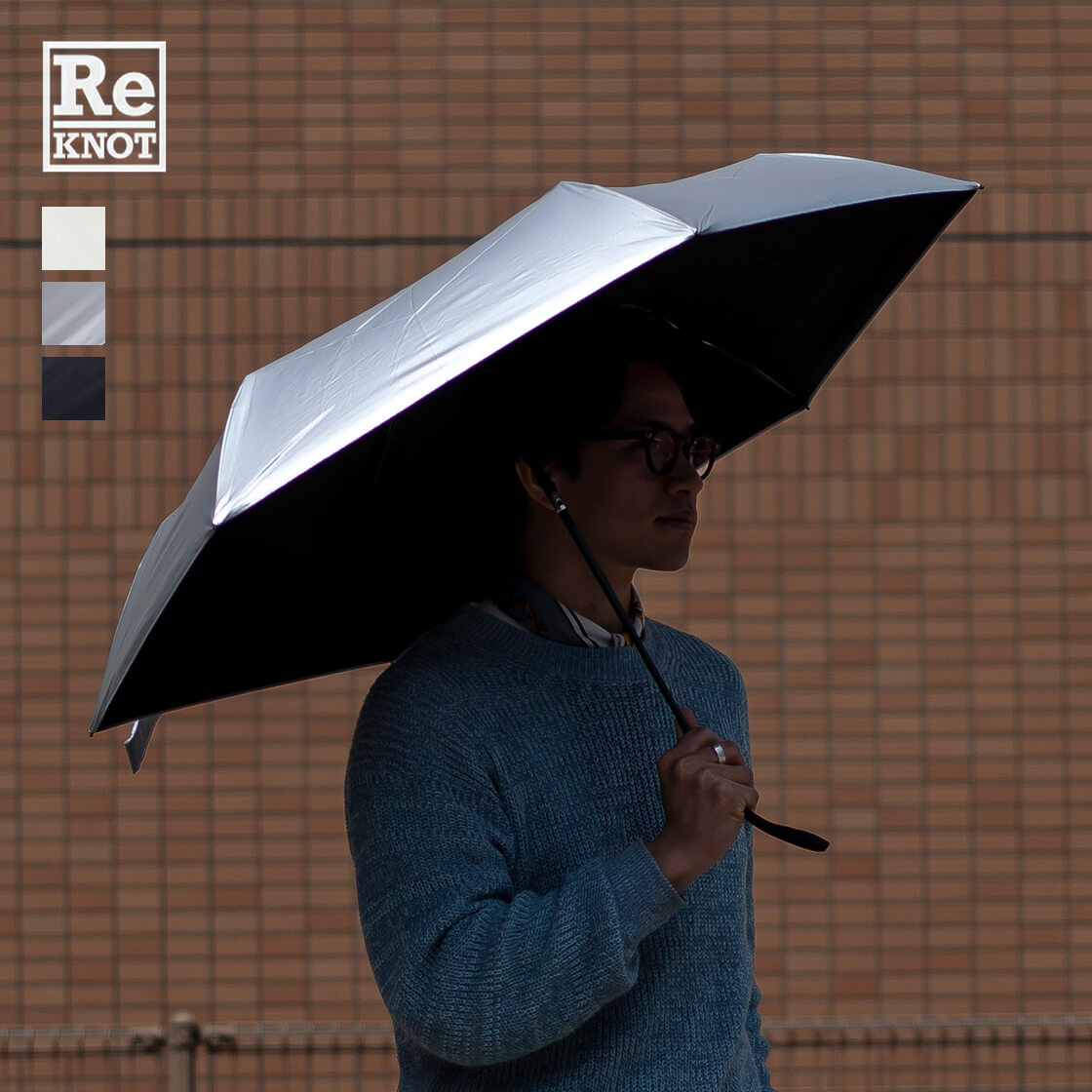 ReKNOT リノット 晴雨兼用 完全遮光 自動開閉 折りたたみ傘 日傘 UPF50+ 遮光100％ 軽量 UVカットメンズ レディース