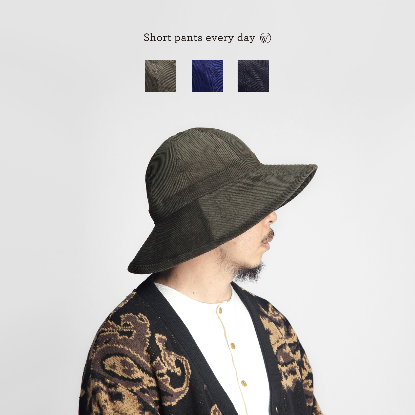 Short pants every day ショートパンツエブリデイ コーデュロイビッグハット 日本製 メンズ レディース