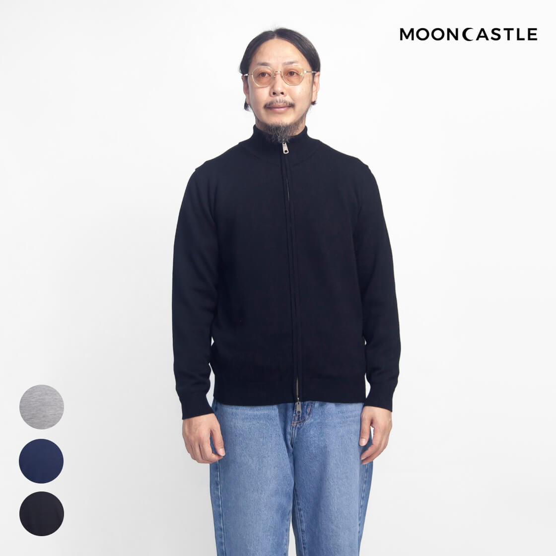 MOONCASTLE ムーンキャッスル WO10 エクストラファインメリノ ウールジップブルゾン ドライバーズニット 日本製 メンズ
