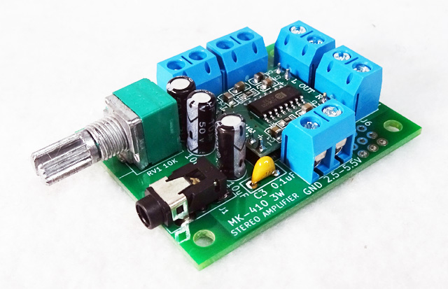 MK-410 電池で使える。しかも製作簡単！超小型Ｄ級3Wステレオオーディオアンプキット(ハンダ付け必要）