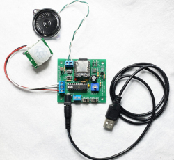 MK-158D-BUILT　人を検出するとメッセージを再生！DC5V専用の人感センサーとスピーカー付きMP3ボイスプレーヤーキット完成品(ハンダ付け不要)