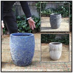 釉薬付陶器鉢　輸入植木鉢　 コニック　ボルカーノS　 レア感　重厚感　 アンティーク仕上　
