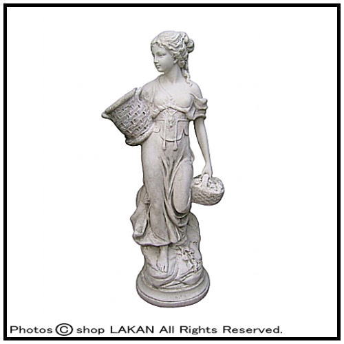 花かごの少女像H68cm イタリア製洋風庭園 子供ガーデン石像 ART-157