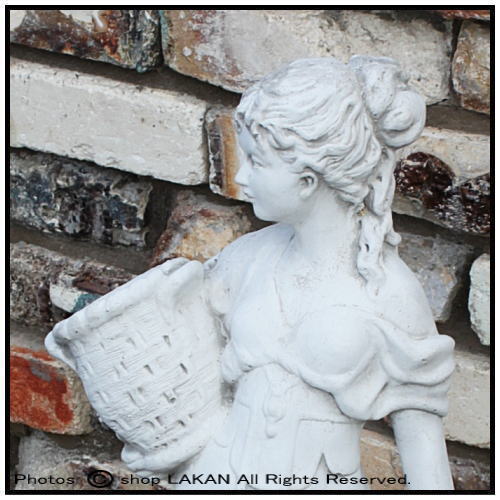 花かごの少女像H68cm イタリア製洋風庭園 子供ガーデン石像 ART-157