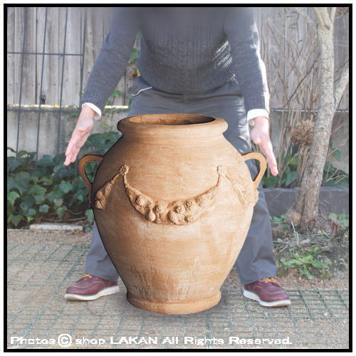 両手付き 大壺 H70cm オブジェ壺 テラコッタ鉢 SR418070 - shopラカン  