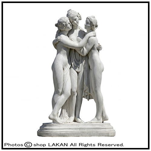 イタリア製 三人のヴィーナス像花台 彫像 ロマンチックな女神像 高さ51.5cm 3人のヴィーナスの像 H110cm イタリア製洋風庭園 大型ヴィーナス女神
