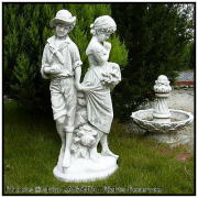 洋風ガーデンにピッタリのイタリア石造の子供像、エンゼル像、天使像